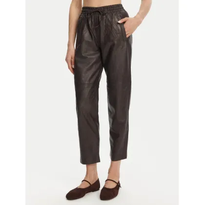 Zdjęcie Serge Pariente Spodnie skórzane Ziva Brązowy Regular Fit