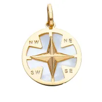 Picture Men's yellow gold pendant with a wind rose