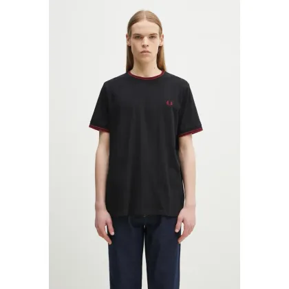 Zdjęcie Fred Perry t-shirt bawełniany męski kolor czarny gładki M1588.Y42