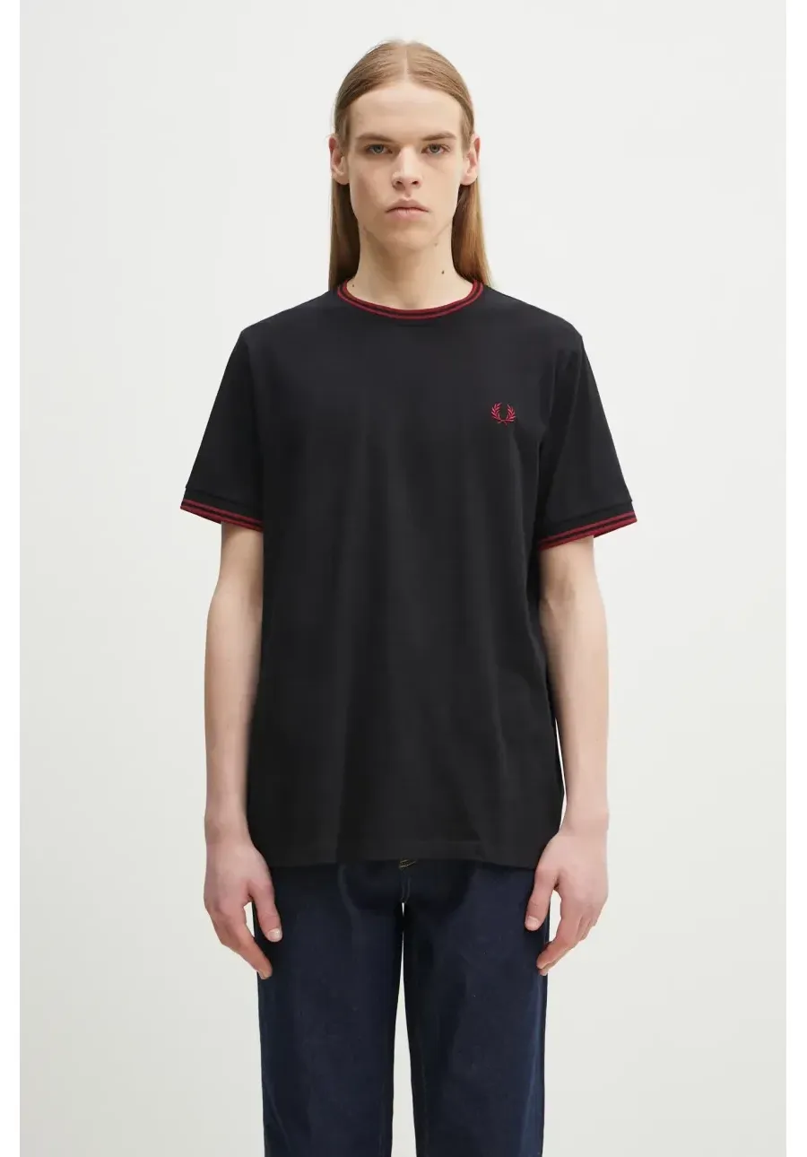 obrazek 1 Fred Perry t-shirt bawełniany męski kolor czarny gładki M1588.Y42