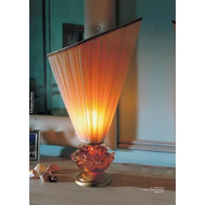 Zdjęcie Lampa stołowa z kryształową różą i podwójnym kloszem z tkaniny - Il Paralume Marina