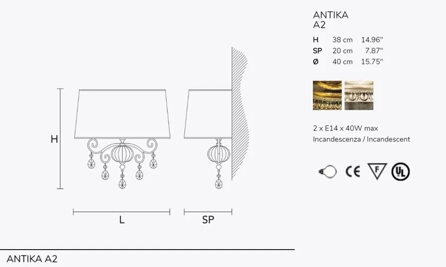 obrazek 3 Elegancki kinkiet z ręcznie wydmuchiwanego szkła - Antika