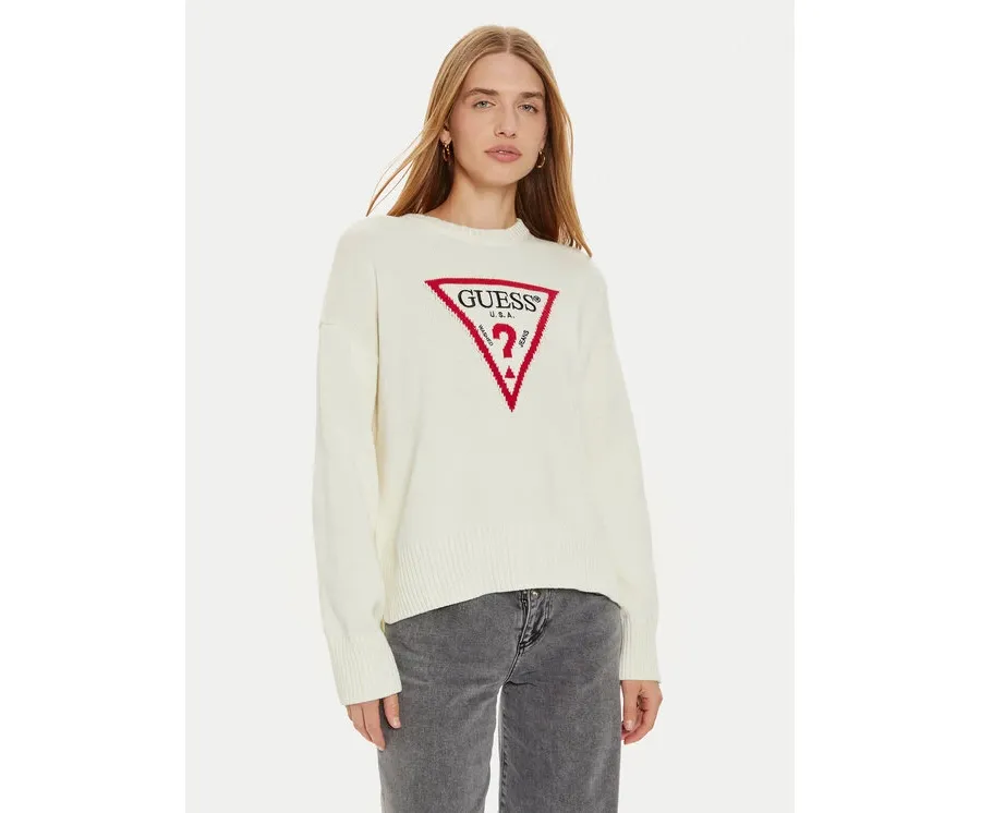 obrazek 1 Guess Jeans Sweter W4BR12 Z3HM1 Beżowy Regular Fit