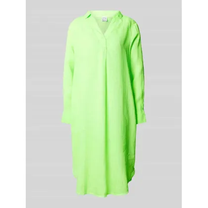 Zdjęcie Sukienka tunikowa z lnu z wykładanym kołnierzem