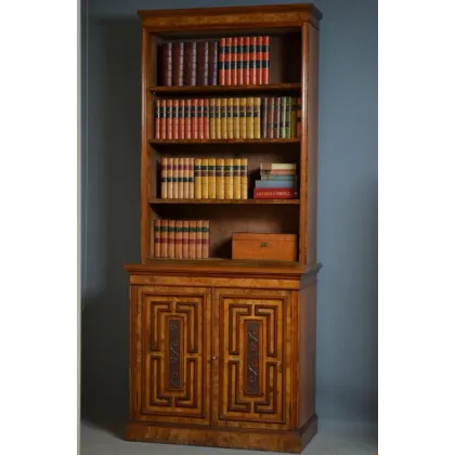 Zdjęcie Wyjątkowa, wiktoriańska biblioteka, otwarty regał w kolorze orzecha włoskiego - antyk