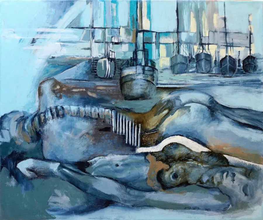 obrazek 1 Gdańsk-Gdynia, olej na płótnie 60x50 cm, seria Kosmiczny pył 2014,