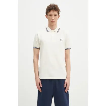 Zdjęcie Fred Perry polo bawełniane kolor beżowy z aplikacją M3600.Y24