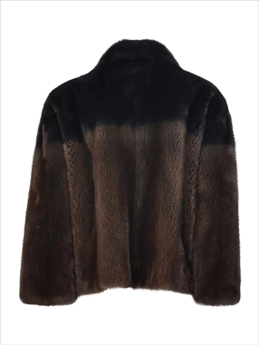 obrazek 3 Eleganckie czarne futro z norek - Toschi