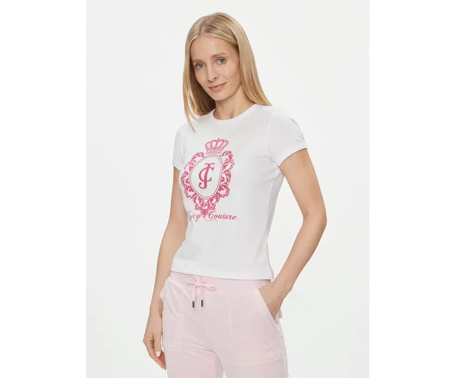 obrazek 1 Juicy Couture T-Shirt Heritage Crest Tee JCWCT24337 Biały Slim Fit