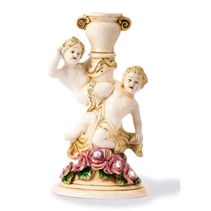 Zdjęcie Oryginalny ceramiczny świecznik dekoracyjny z Włoch