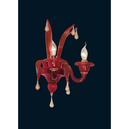 Zdjęcie Gustowny czerwony 24karatowy żyrandol ze szkła Murano