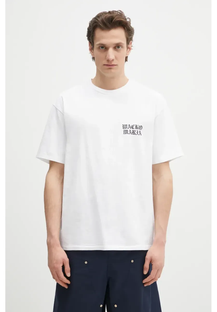 obrazek 1 Wacko Maria t-shirt bawełniany Washed Heavy Weight męski kolor biały z nadrukiem 24FW-WMT-WT02