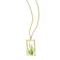 Picture Eye-catching necklace 18K gold-plated silver White zircons Green nail polish