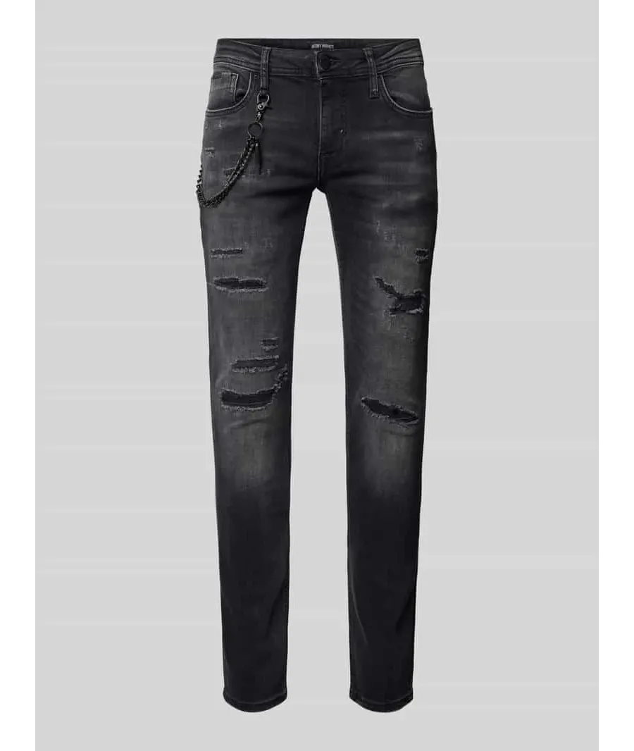 obrazek 1 Jeansy o kroju tapered fit z efektem znoszenia