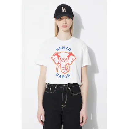 Zdjęcie Kenzo t-shirt bawełniany Elephant Loose T-Shirt damski kolor biały FE52TS1144SO.02
