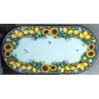 Picture Luxurious volcanic stone countertop with a sunflower and lemon motif - Ceramiche Valchida