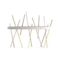 Picture Console made of white lacquered wood and zebrano wood
