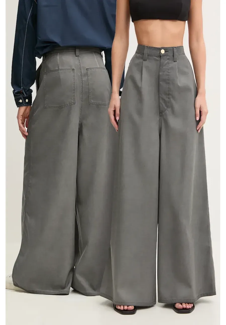 obrazek 1 Sunnei spodnie wełniane kolor szary szerokie high waist RTWXBOT011