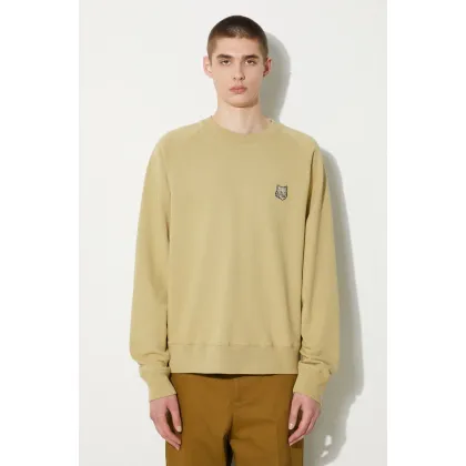 Zdjęcie Maison Kitsuné bluza bawełniana Bold Fox Head Patch Oversize Sweatshirt męska kolor beżowy gładka MM00304KM0001