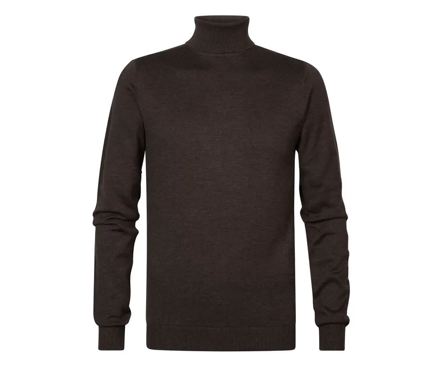 obrazek 1 Petrol Industries Sweter M-3030-KWC260 Brązowy Slim Fit