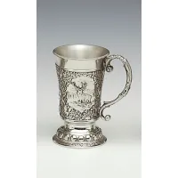 Zdjęcie Miarka na alkohol z rączką wykonana z pewteru z przedstawieniem jelenia