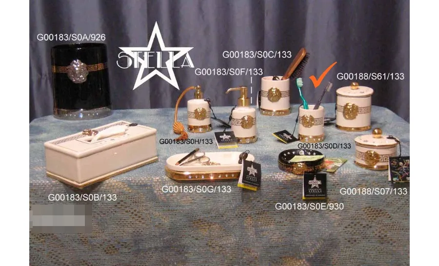 obrazek 1 Elegancki ceramiczny kubek na szczoteczki zdobione złotem