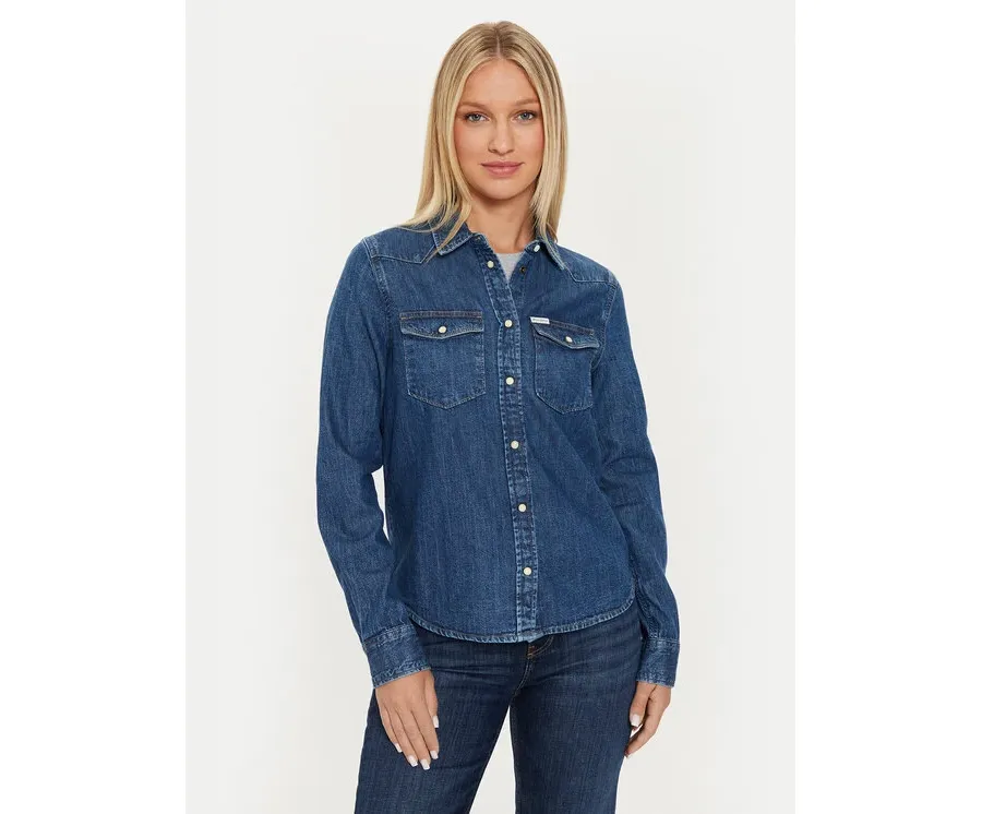 obrazek 1 Guess Jeans Koszula jeansowa W4YH35 D5EI3 Granatowy Classic Fit