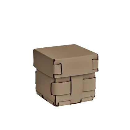 Zdjęcie Stylowy koszyk Bottega 12x12xH13 cm w wyjątkowym kolorze cappuccino