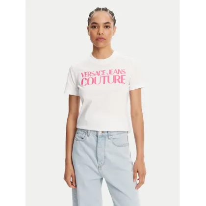 Zdjęcie Versace Jeans Couture T-Shirt 78HAHE05 Biały Regular Fit
