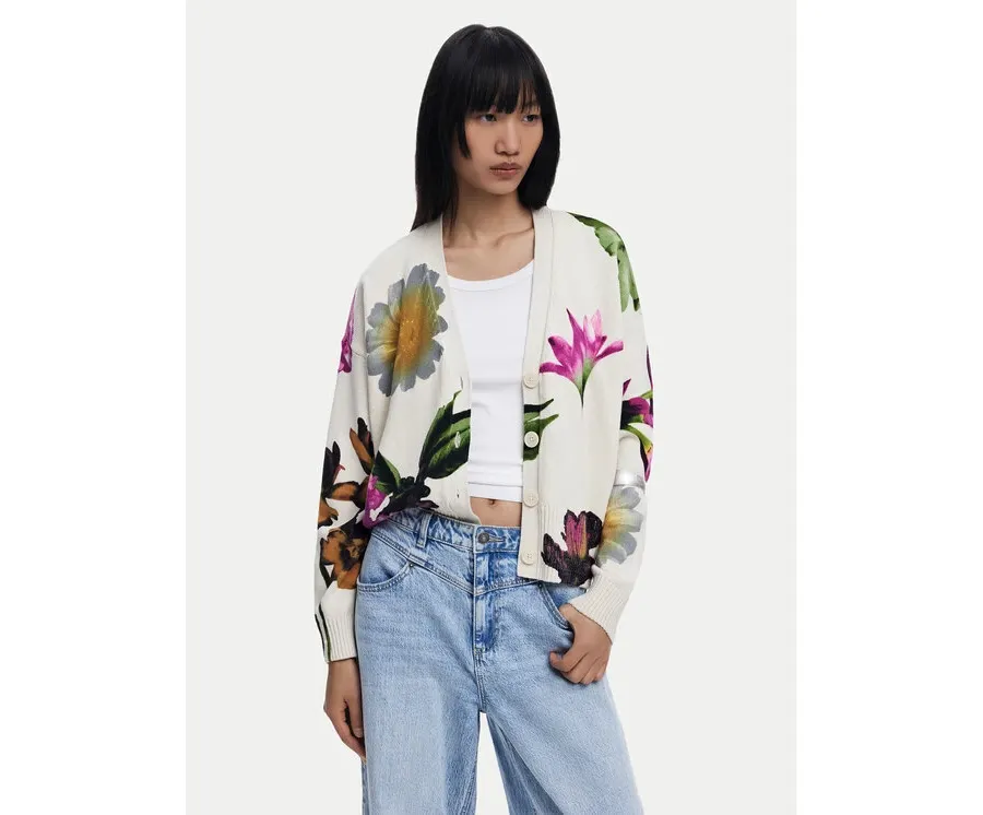 obrazek 1 Desigual Kardigan Vania 25SWJF34 Beżowy Loose Fit