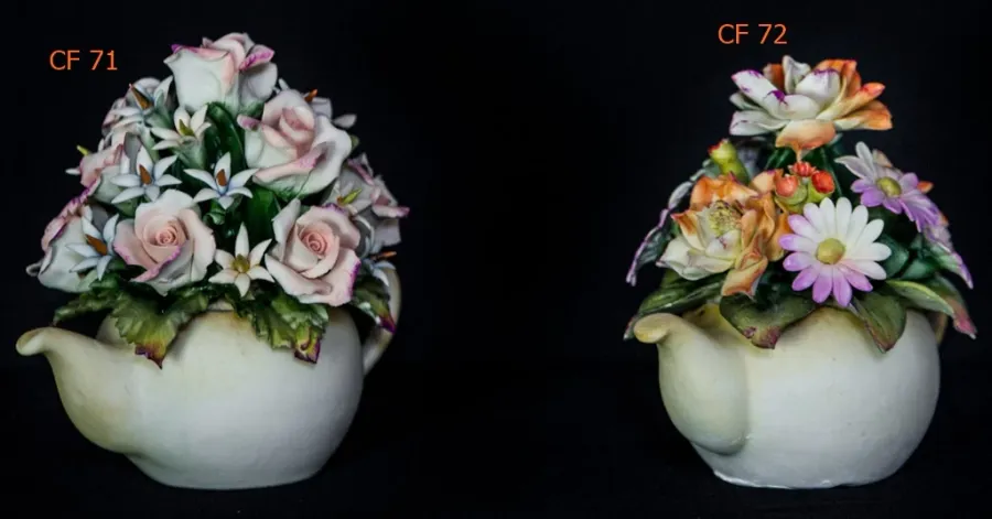 obrazek 1 Dekoracyjna porcelanowa ozdoba czajniczek z różami lub stokrotkami