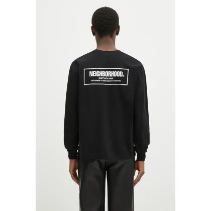Zdjęcie NEIGHBORHOOD longsleeve bawełniany kolor czarny z nadrukiem 242PCNH.LT01