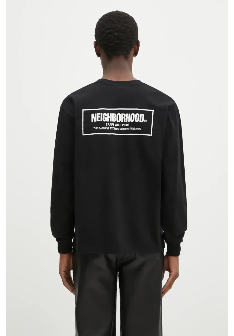 obrazek 1 NEIGHBORHOOD longsleeve bawełniany kolor czarny z nadrukiem 242PCNH.LT01