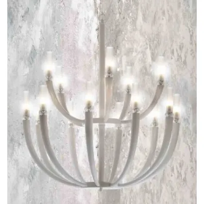 Zdjęcie Żyrandol z ramionami rogowymi, kryształami i świecami borokrzemianowymi - Il Paralume Marina