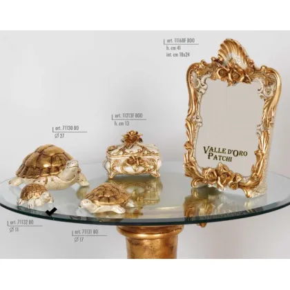 Picture Ceramic turtle with gold shell 11cm - Valle d'oro Patchi