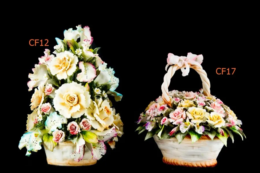 obrazek 1 Stylowy stożek / kosz z porcelany z kwiatami do salonu