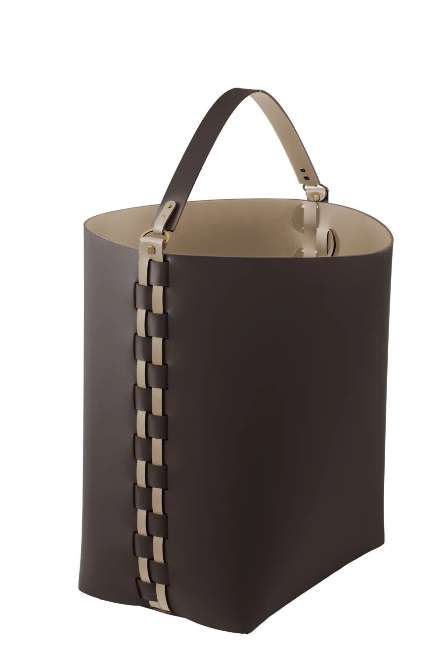 obrazek 1 Koszyk Helena 35x30xH45 cm z naturalnej skóry w kolorze czekoladowym