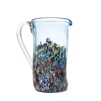 Zdjęcie Błękitny włoski dzbanek ze szkła murano (25 cm)