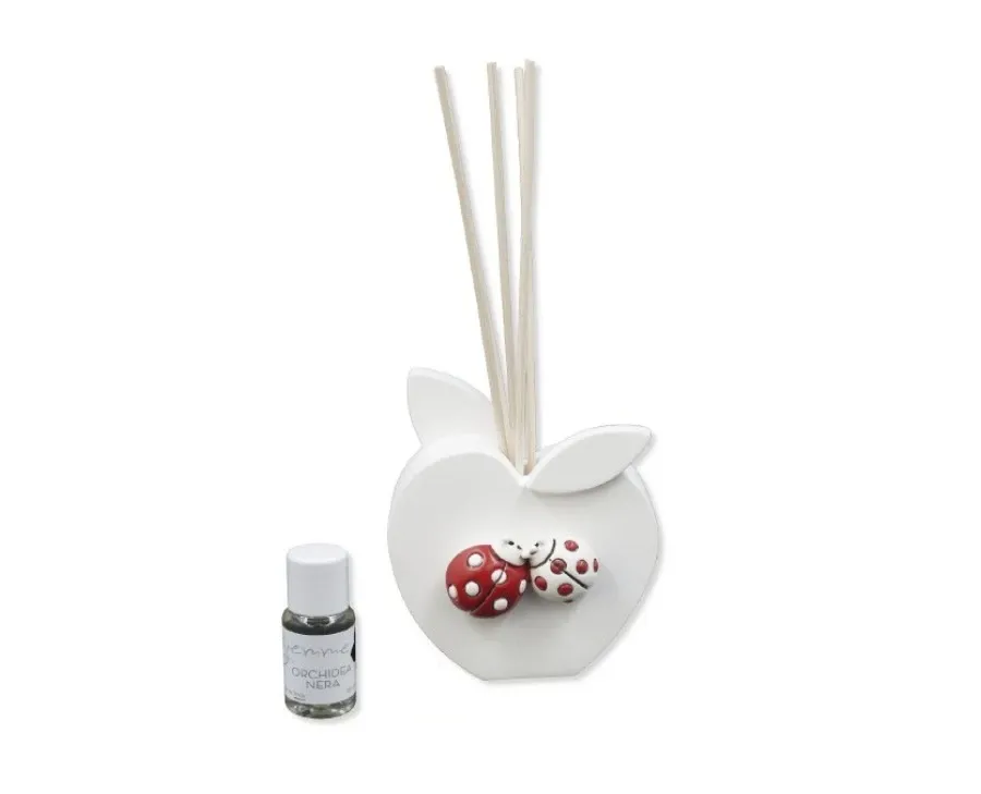 obrazek 1 Oryginalny dyfuzor w kształcie jabłka z biedronkami oraz perfumy czarna orchidea 15 ml