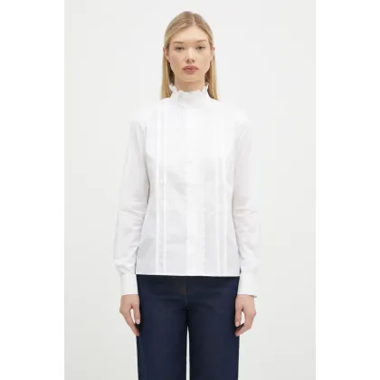 Zdjęcie Maison Kitsuné koszula bawełniana Craft Embroidery damska kolor biały regular ze stójką NW00414WC5010