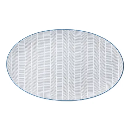 Zdjęcie Porcelanowy mały owalny talerz Orquestra w geometryczne równoległe drobne linie - Vista Alegre
