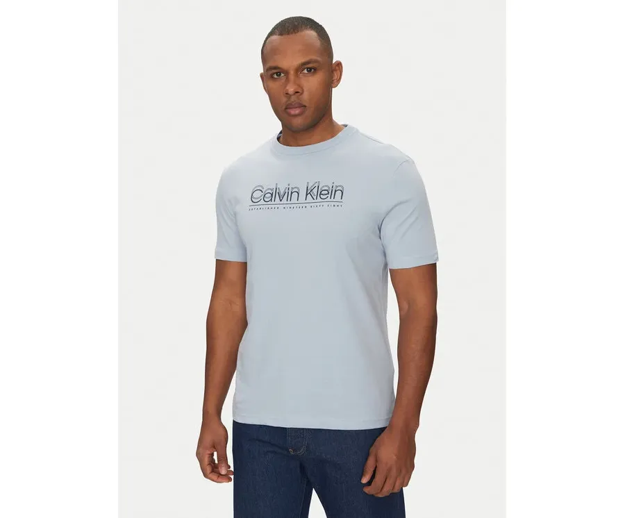 obrazek 1 Calvin Klein T-Shirt Double Logo K10K114149 Błękitny Regular Fit
