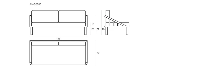 obrazek 5 Stylowa trzyosobowa sofa Ring wykonana z drewna tekowego