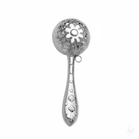 Picture Silver baby rattle in the shape of a flower ball - Zaramella Argenti