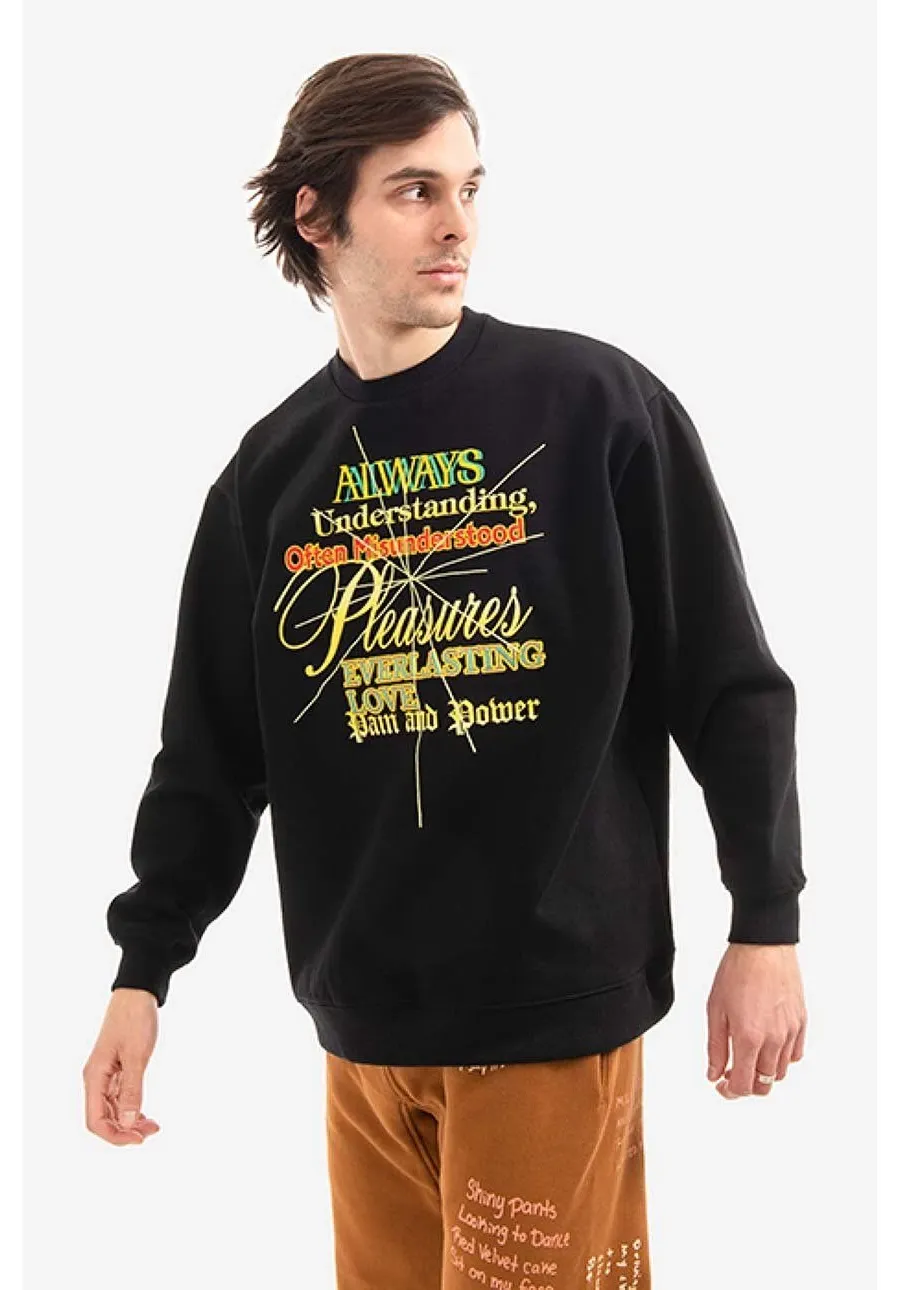 obrazek 1 PLEASURES bluza Faith Crewneck męska kolor czarny z nadrukiem P21W027-BLACK P21W027-BLACK