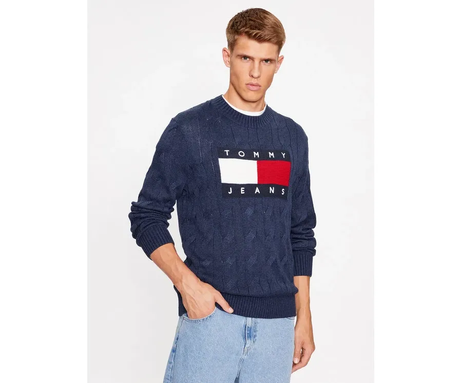 obrazek 1 Tommy Jeans Sweter Flag DM0DM17762 Granatowy Relaxed Fit