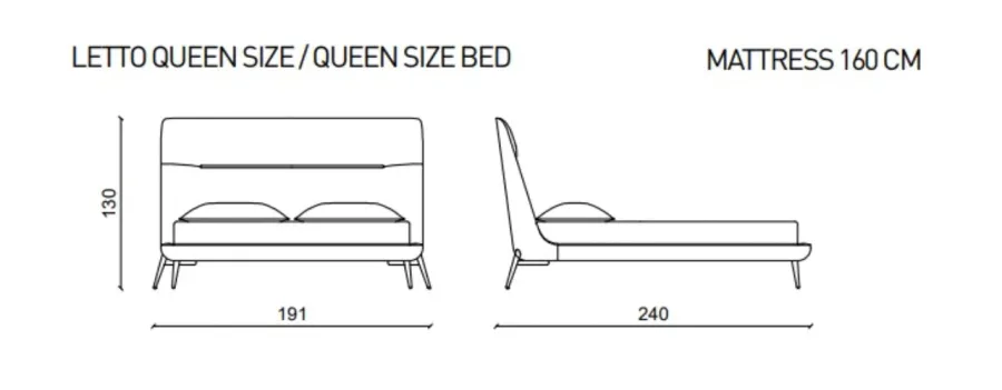 obrazek 2 Nowoczesne łóżko Amelie z jasnozłotym wykończeniem, queen size - Ulivi Salotti