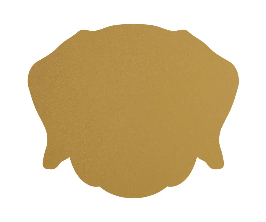 obrazek 3 Oryginalna skórzana podkładka stołowa w kształcie głowy psa wykonana w kolorze musztardowym i oliwkowym