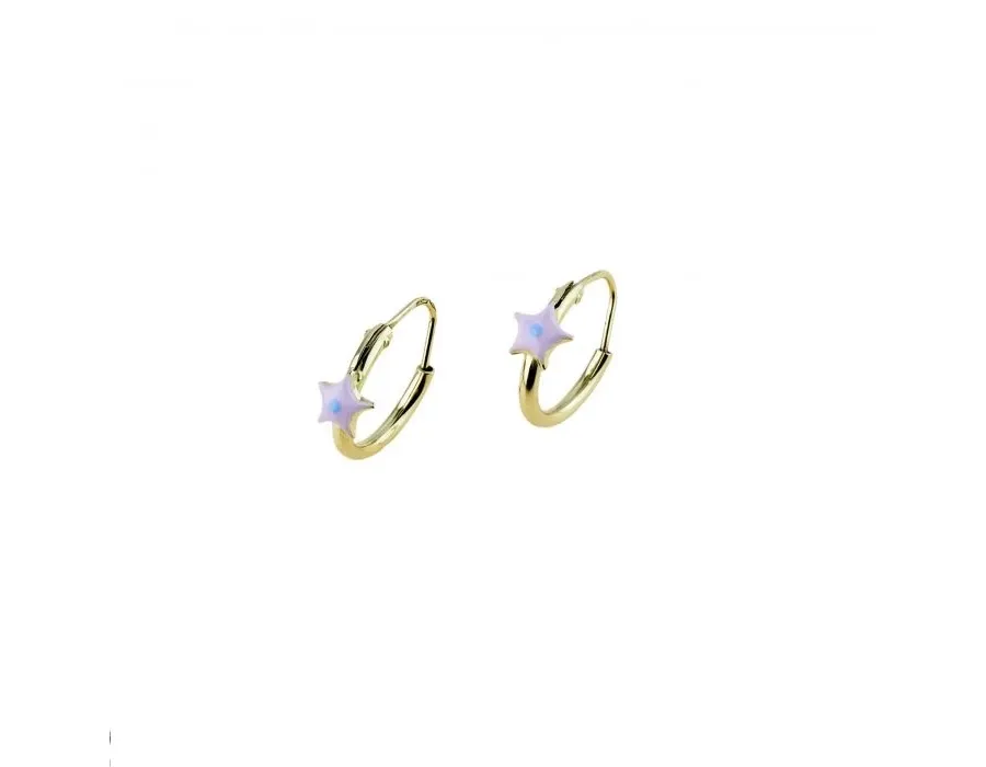 obrazek 1 Elegqanckie kółka z emaliowaną gwiazdą o średnicy 10mm.
