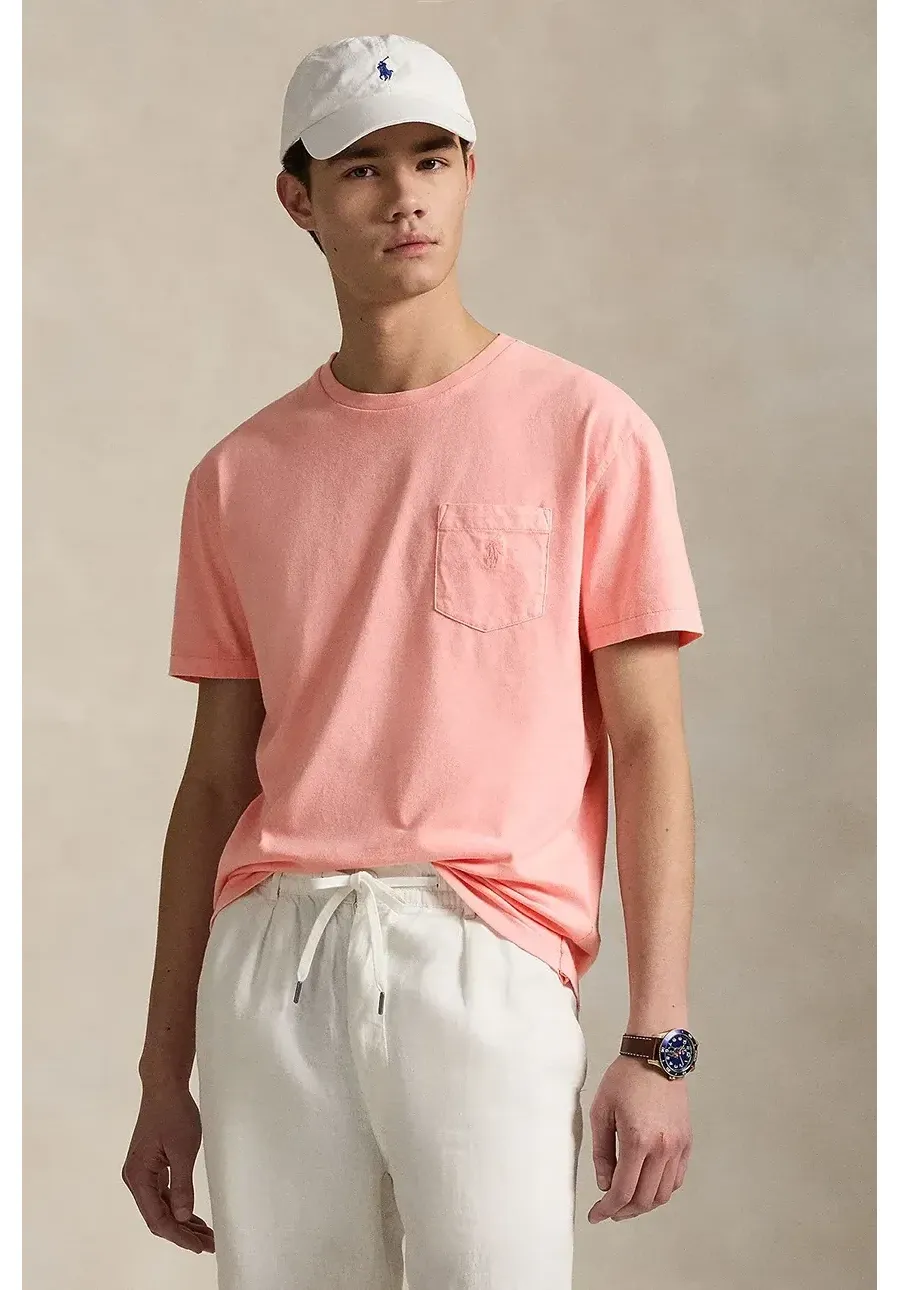 obrazek 1 Polo Ralph Lauren t-shirt bawełniany Tee męski kolor różowy gładki 710969628